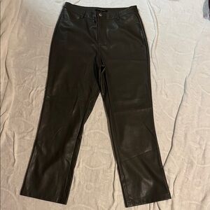Olive Green Faux Leather Pants